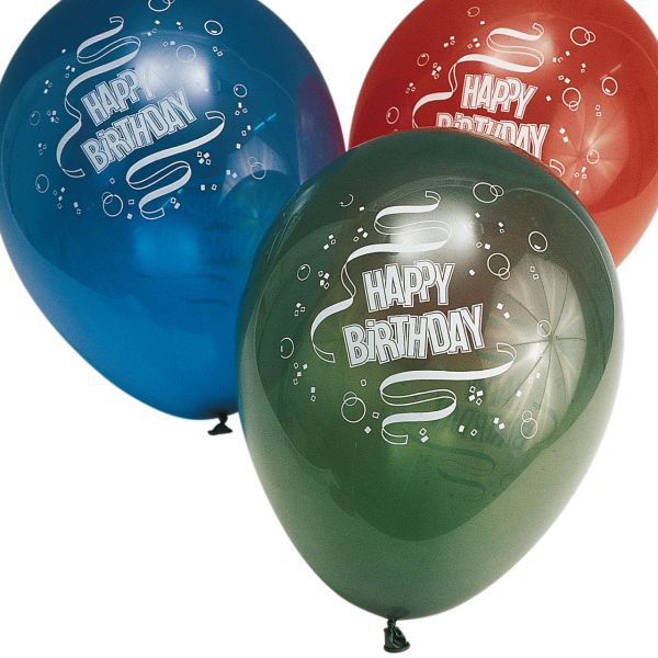 Luftballons Happy Birthday, kristall, bunte Mischung