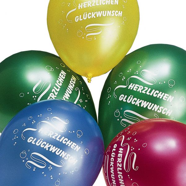 Luftballons Herzlichen Glückwunsch metallic, bunte Mischung