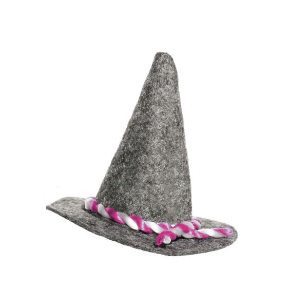 Mini-Filzhut fürs Oktoberfest mit Haar-Clip, grau-weiß-rosa