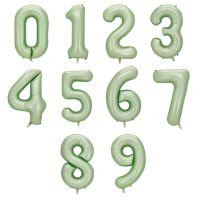 Zahl 0-9 Folienballon XXL, H: 1m, sagegrün Zahl: 0