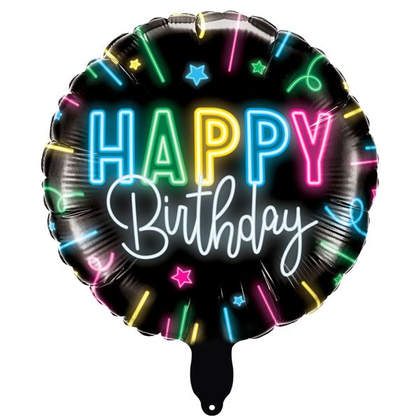 Folienballon Happy Birthday Neon, bunt