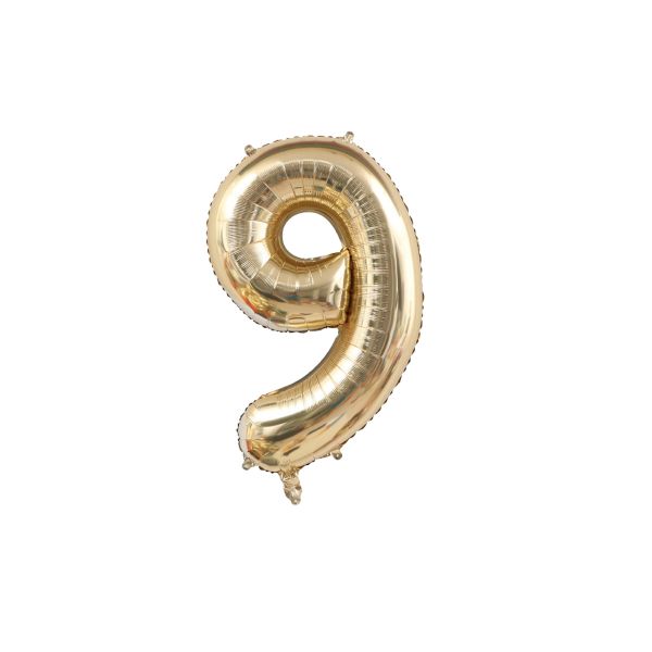 Zahl 0-9 Mini-Folienballon, H: 40 cm, gold