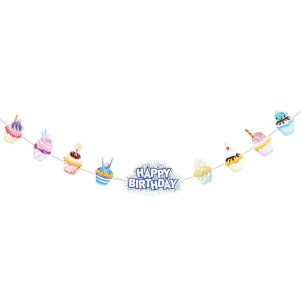 Banner Happy Birthday, Cupcakes, bunt