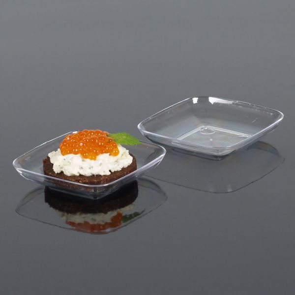 MEHRWEG Fingerfood Buffet-Miniteller, eckig, transparent