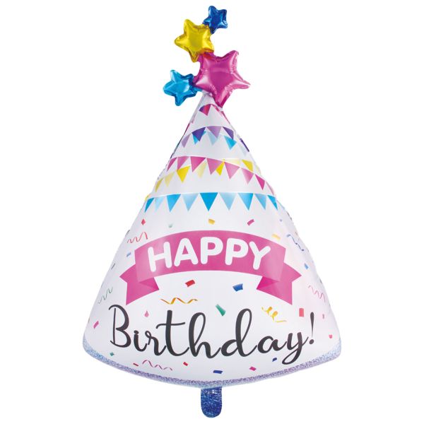 Folienballon Happy Birthday Hut, bunt