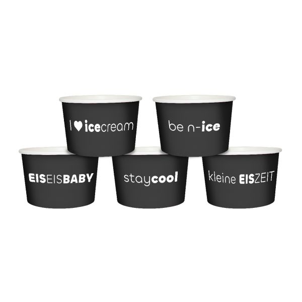 Papp-Eisbecher bedruckt, schwarz