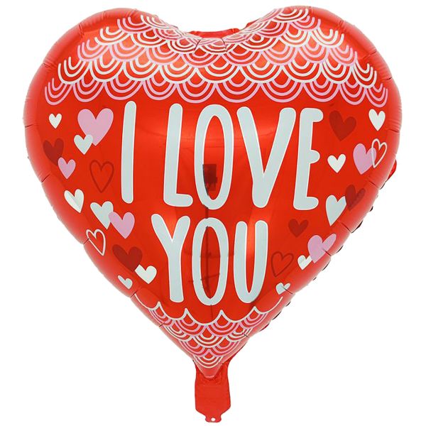 Folienballon I Love You Herz, rot-weiß