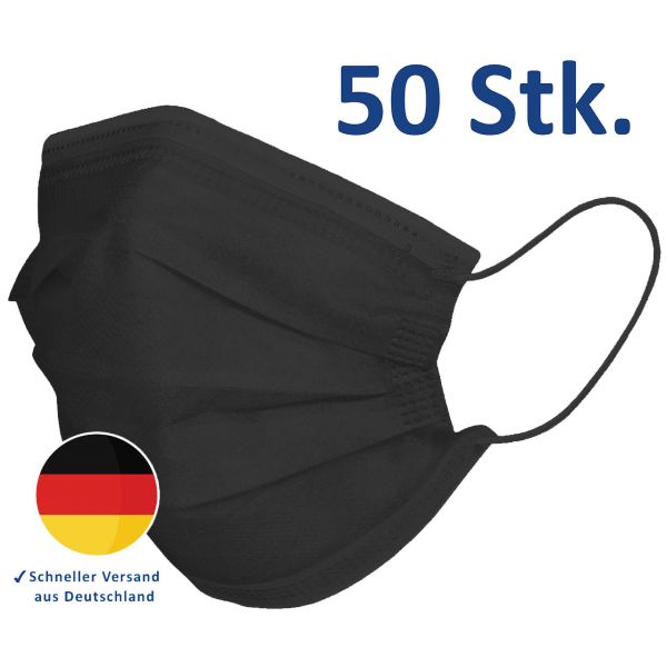 Mundschutz, 3-lagige Einwegmasken, Alltagsmaske schwarz