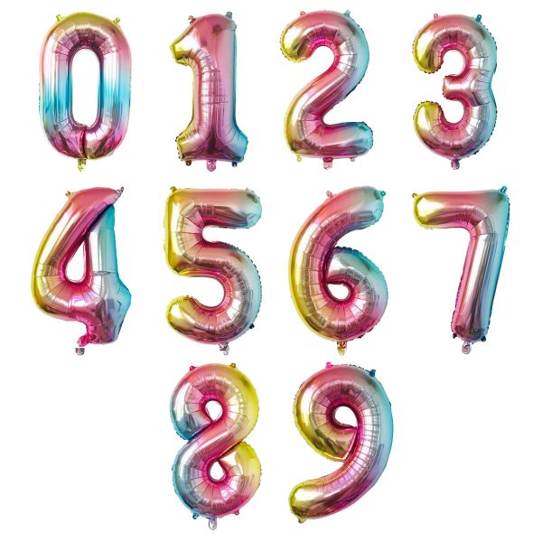 Folienballon MINI Zahl 0-9, H: 40cm, bunt
