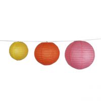 Deko-Lampions, gelb-orange-pink