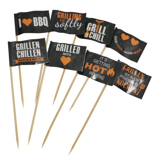 Deko Picker Flagge GRILL & CHILL, schwarz/weiß/orange