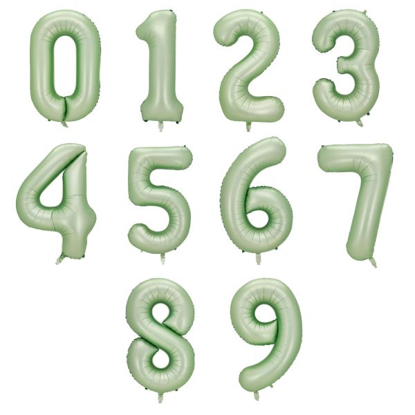 Folienballon XXL Zahl 0-9, H: 100cm, sagegrün