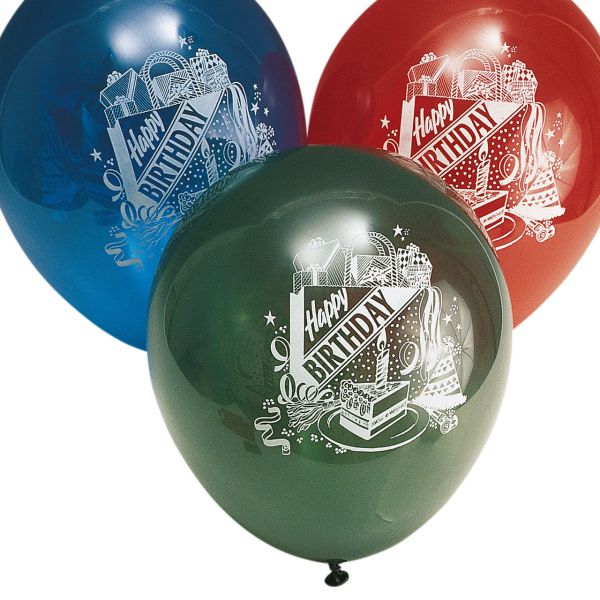 Luftballons Happy Birthday & Torte, kristall