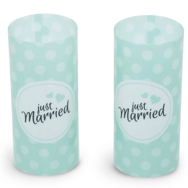 Windlicht Just Married-Set, mint