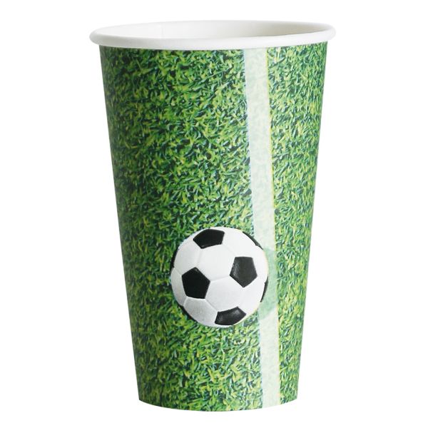 Papp-Trinkbecher Fußballrasen 400ml, grün-weiß