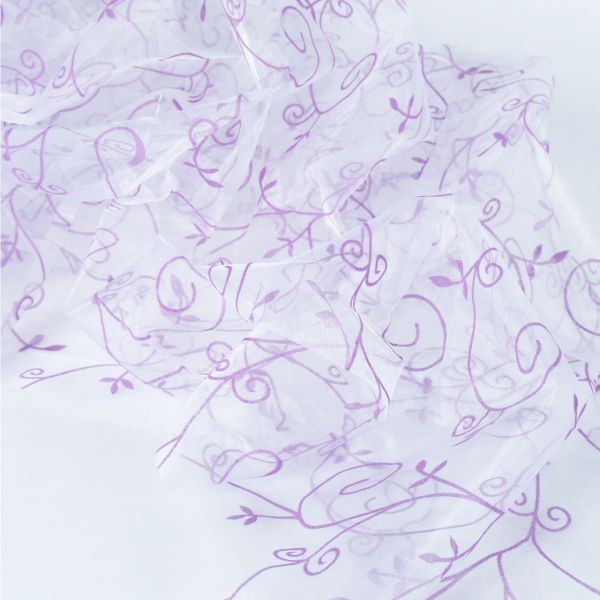 Organza Lilien, beflockt, violett-transparent