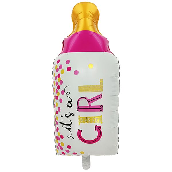 Folienballon Flasche It's a Girl, weiß-rosa