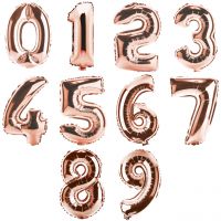 Zahl 0-9 Folienballon XXL, H: 1m, roségold Zahl 0-9 Folienballon XXL, H: 1m, roségold