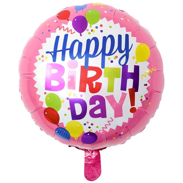 Folienballon Happy Birthday Ballons, rosa-bunt