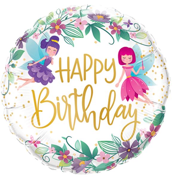 Folienballon Happy Birthday Feen, bunt