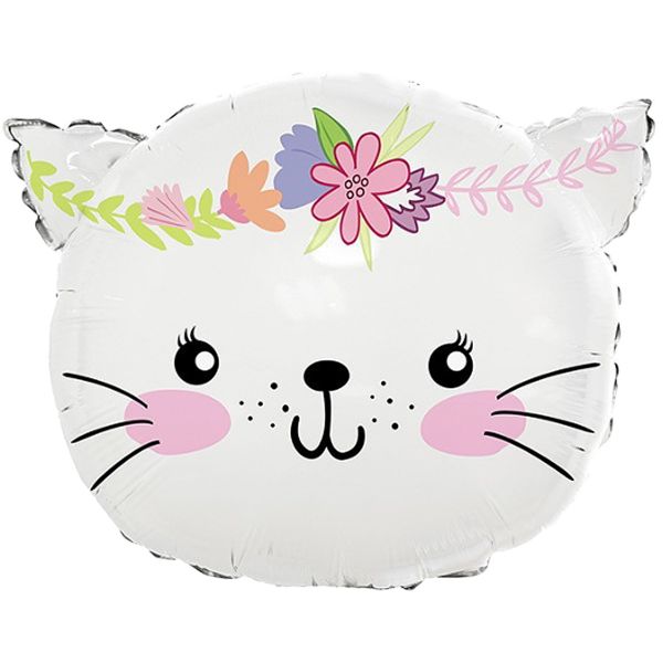 Folienballon Katze Kopf, weiß