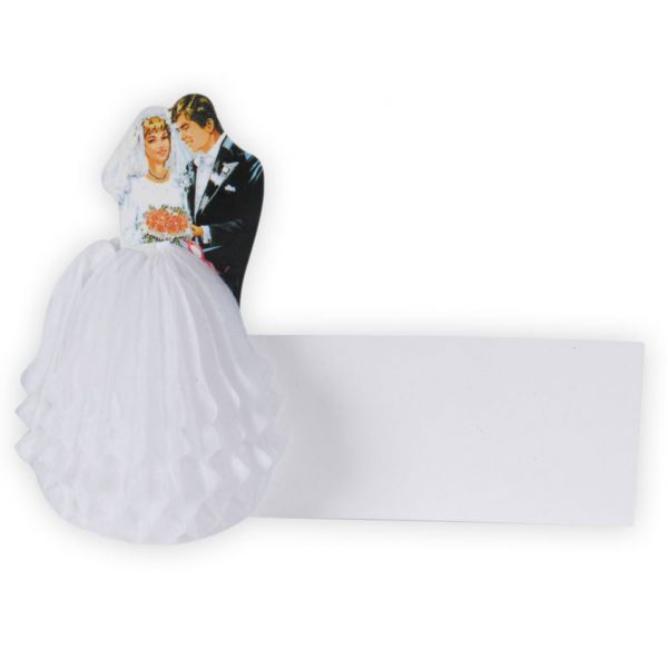 Tischkarten Hochzeitspaar, weiß-schwarz