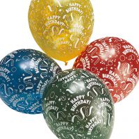 Luftballons Happy Birthday, Alloverdruck, kristall
