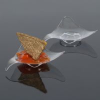 MEHRWEG Fingerfood Buffet-Miniteller, 3 eckig-geschwungen, transparent
