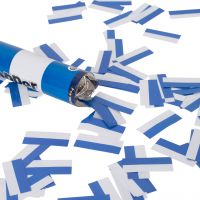 Konfetti-Kanone, Papierstreifen, blau-weiß Konfetti-Kanone, Papierstreifen, blau-weiß