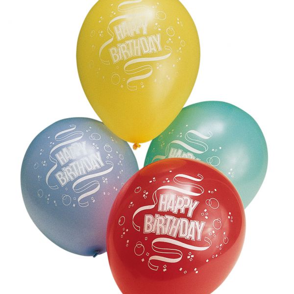 Luftballons Happy Birthday pastell, bunte Mischung