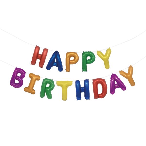 Folienballon Set Happy Birthday, bunt