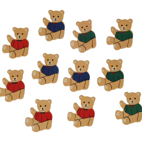 Streudeko Holz-Konfetti Teddybär, bunt