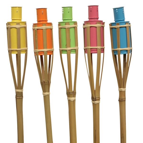 Bambus/Metall Fackeln 35 Stück, farbig
