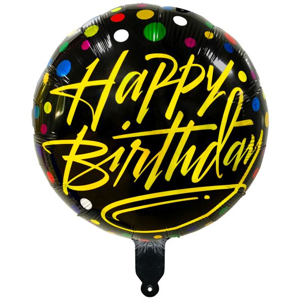Folienballon Happy Birthday, schwarz-bunt