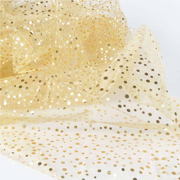 Organza Punkte, gold und silber, auf transparent