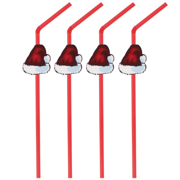 Knick-Trinkhalme Weihnachtsmann Mütze, rot