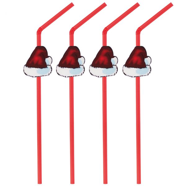 Knick-Trinkhalme Weihnachtsmann Mütze, rot