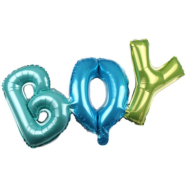 Folienballon Schriftzug BOY, blau-grün