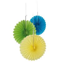 Deko-Fächer-Set, grün, gelb, blau