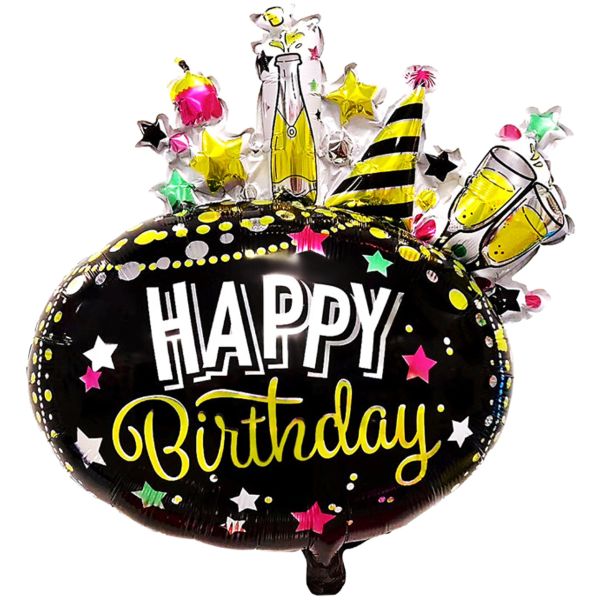 Folienballon Happy Birthday Party, bunt