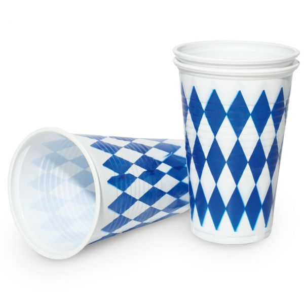 Kunststoff Trinkbecher Bayern Oktoberfest 200ml, weiß-blau