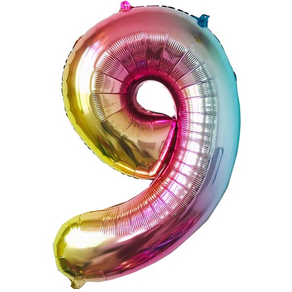 Zahl 0-9 Folienballon XXL, H: 1m, bunt
