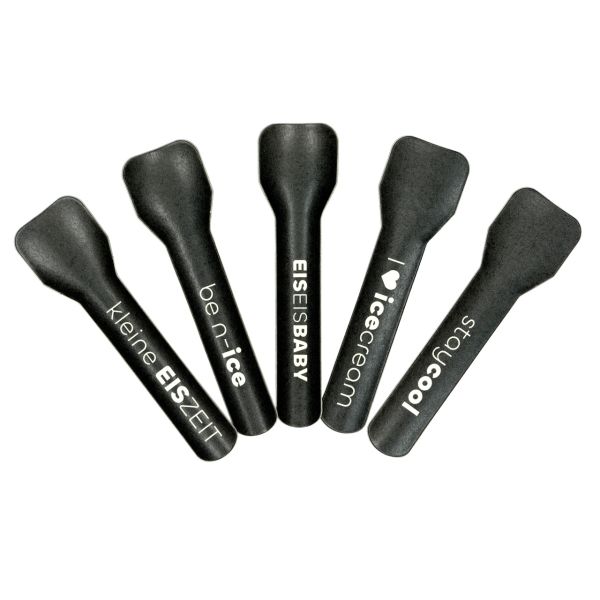 Papp-Eislöffel mit Sprüchen, schwarz