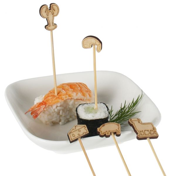 Bambus Party-Picker Fisch / Fleisch / Käse, natur