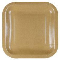 Papp-Teller eckig, 24 x 24cm, natur-braun 25 Stück