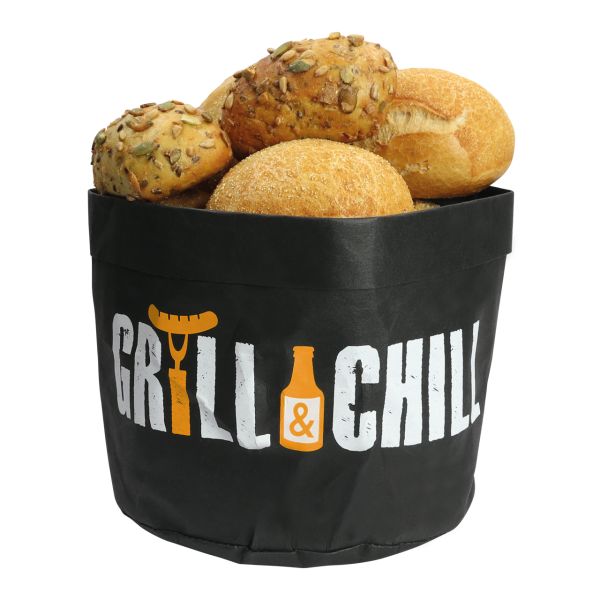 Papier Brotkorb GRILL & CHILL, schwarz/weiß/orange