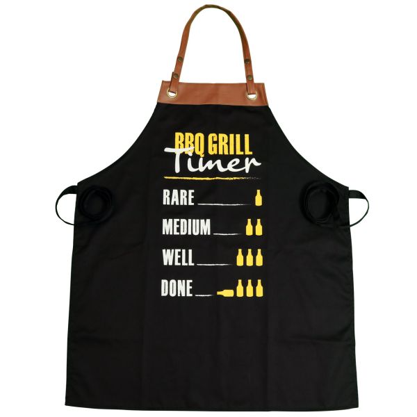 Grillschürze BBQ GRILL Timer, schwarz/weiß/orange