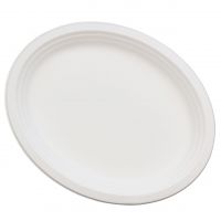 Zuckerrohr Teller oval, 25 x 32cm, weiß