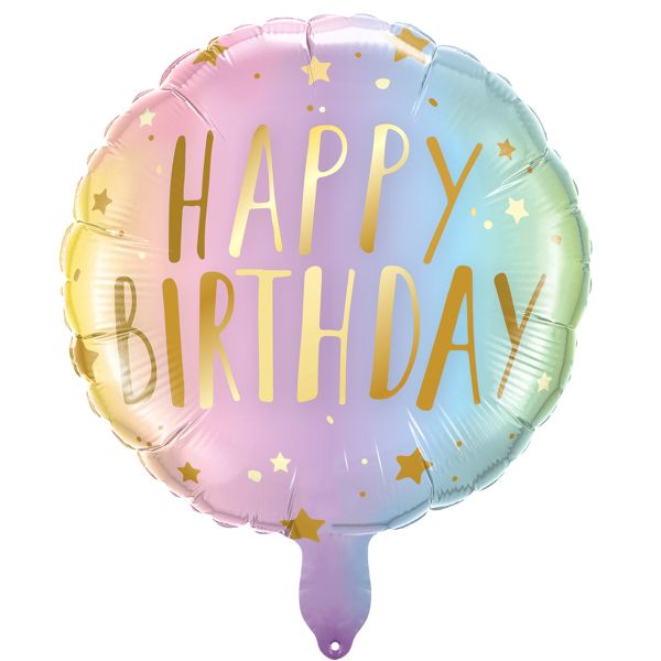 Folienballon Happy Birthday pastell, bunt