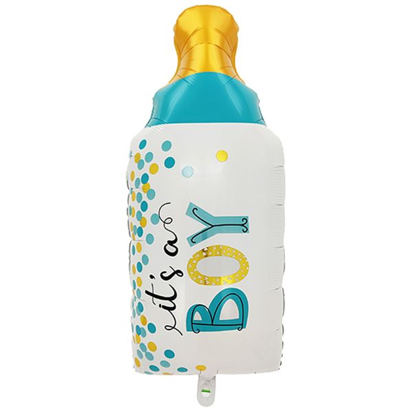 Folienballon Flasche It's a Boy, weiß-blau